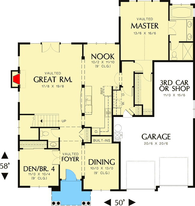 Plan 69038AM: Master With Sunlit Spa - Floor Plan - Main Level - Traditional