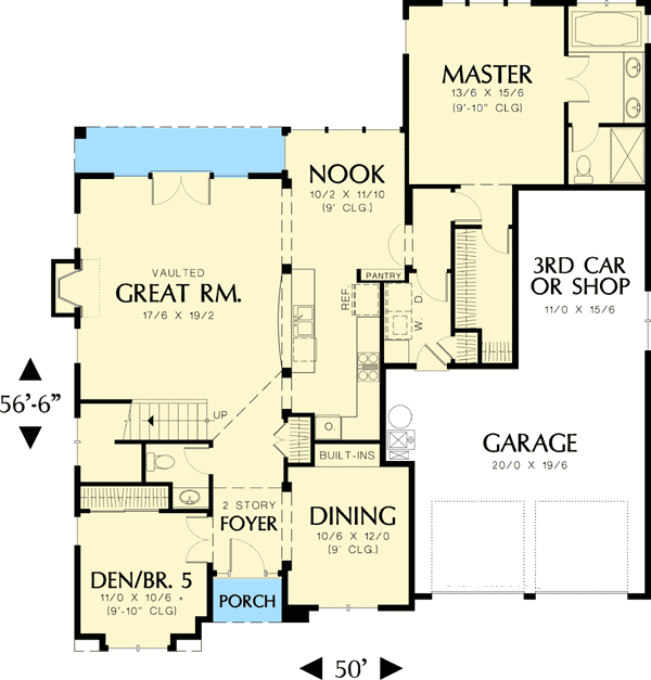 Plan 69039AM: Traditional House Plan with Two Flex Rooms - 2280 Sq Ft - Floor Plan - Main Level - Northwest, Traditional