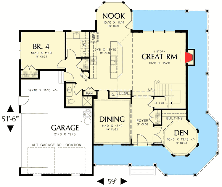Plan 69044AM: Victorian House Plan With Wraparound Porch - 2518 Sq Ft - Floor Plan - Main Level - Country, Farmhouse, Victorian