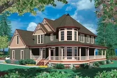 Victorian House Plan With Wraparound Porch - 2518 Sq Ft