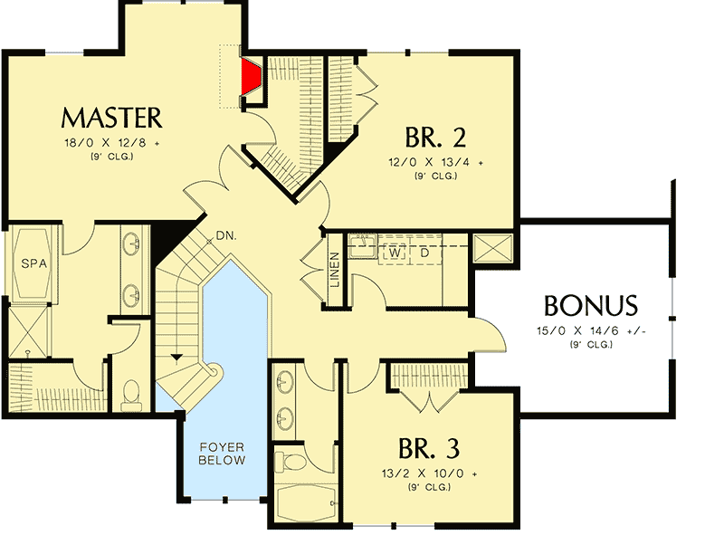 Plan 69051AM: Craftsman Plan With Tall Ceilings - Floor Plan - 2nd Floor - Traditional