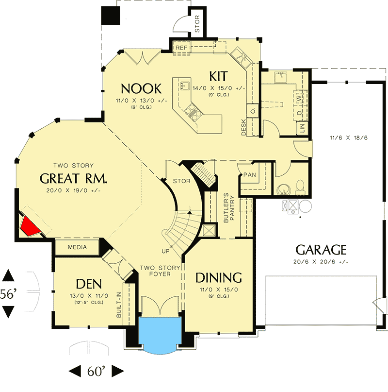 Plan 69070AM: Stately Elegance - Floor Plan - Main Level - Traditional