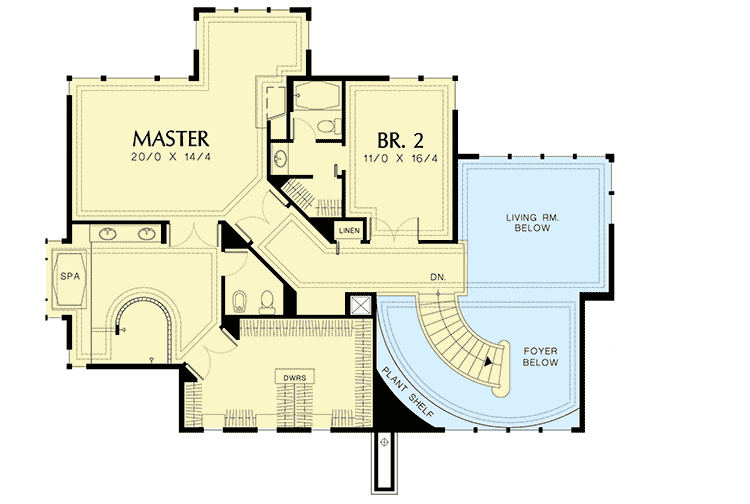Plan 69074AM: Three Story Plan For A Sloping Lot - Floor Plan - Second Floor - Northwest, Prairie