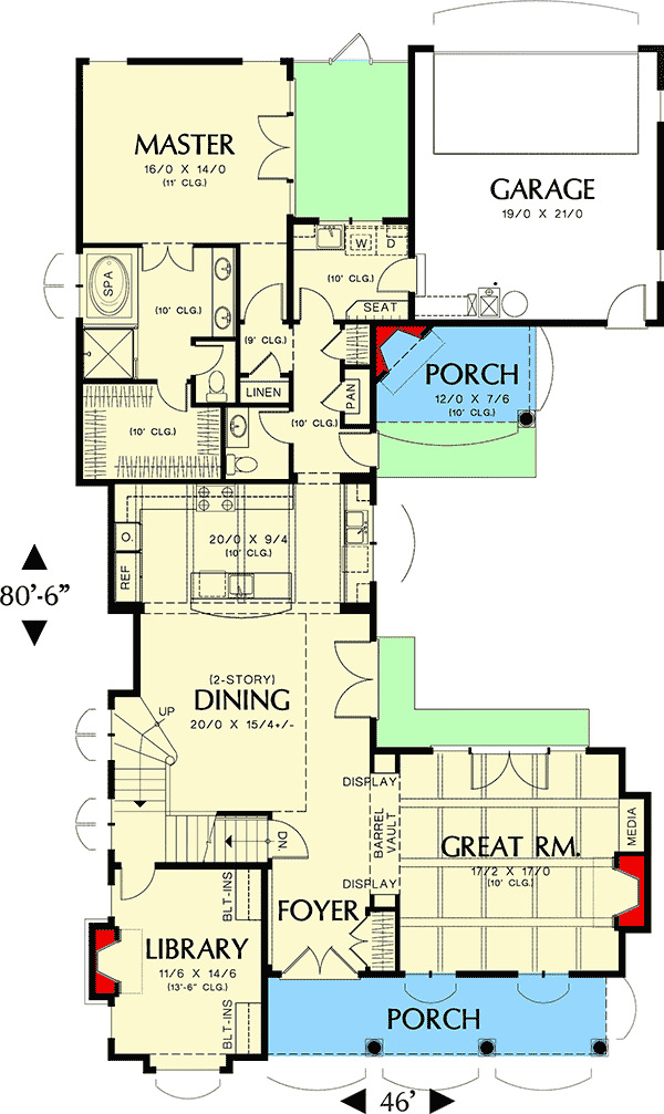 Plan 69093AM: European Elegance with Wine Room - Floor Plan - Main Level - European, Mediterranean, Spanish