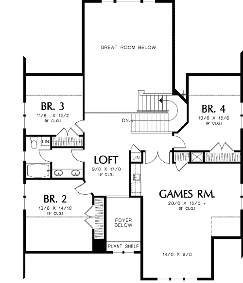 Plan 69098AM: Craftsman with Vaulted Ceilings - Floor Plan - 2nd Floor - Craftsman, Northwest