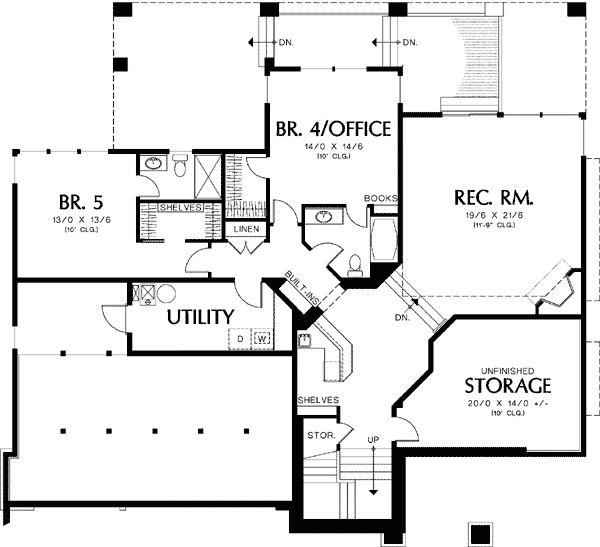 Plan 69105AM: Contemporary Prairie with Daylight Basement - Floor Plan - Basement - Contemporary, Northwest, Prairie