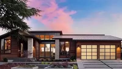 Mid-Century Modern House Plan with Finished Lower Level - 4600 Sq Ft