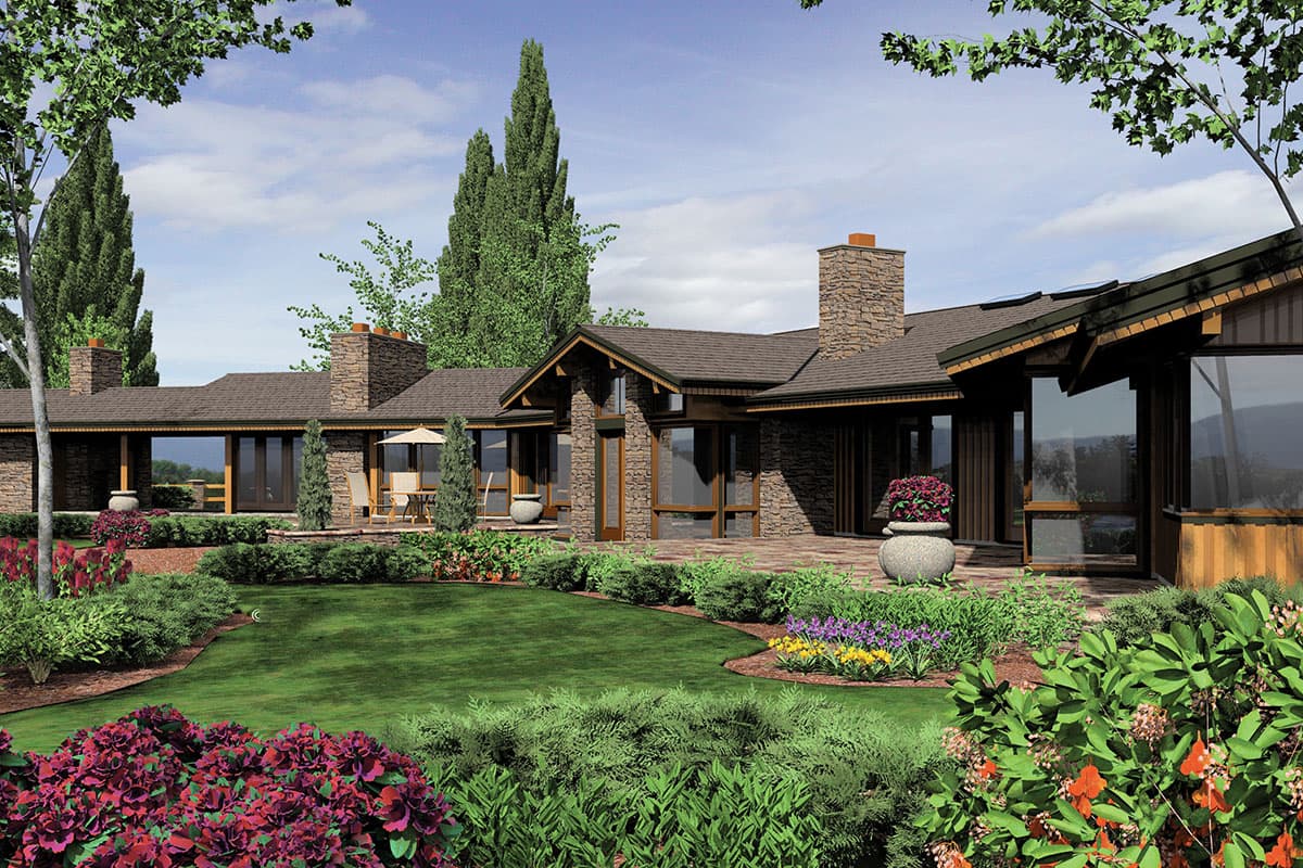 Plan 69114AM: Unique X-Shaped House Plan with Private Studio Space - Image #24 - Mid Century Modern, Modern, Northwest, Prairie, Ranch