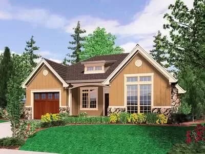 European Cottage Plan with Living Areas Up Front - 1569 Sq Ft