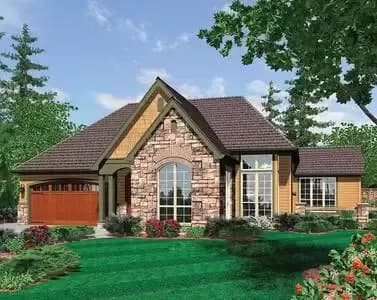 European Cottage Plan with Covered Porch