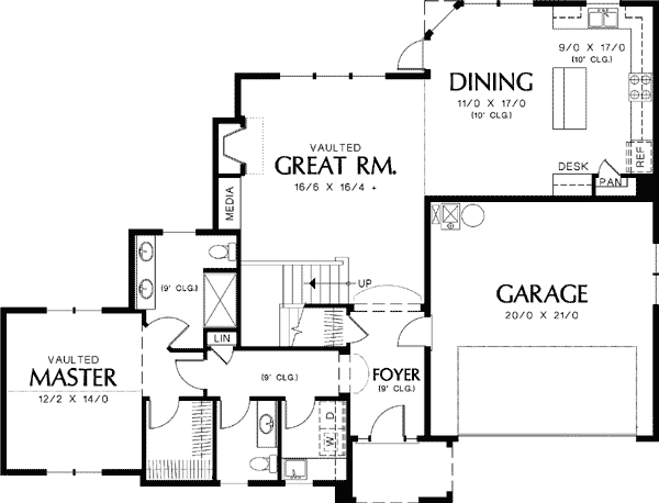 Plan 69126AM: Rural French Home Plan with Vaulted Great Room - Floor Plan - Main Level - European