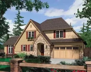 Rural French Home Plan with Vaulted Great Room