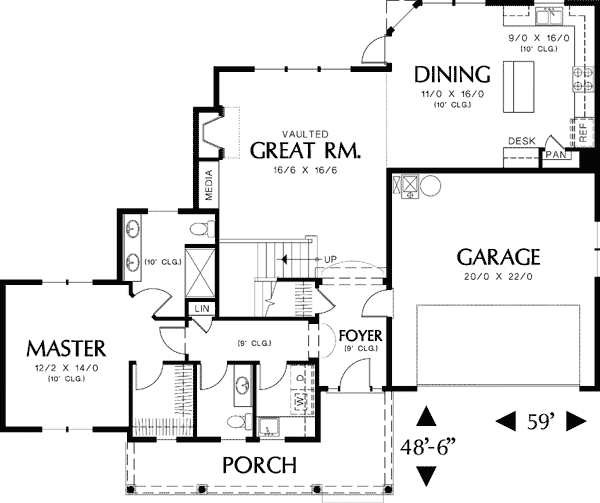 Plan 69127AM: Traditional Home Plan with Great Room - Floor Plan - Main Level - Northwest, Traditional