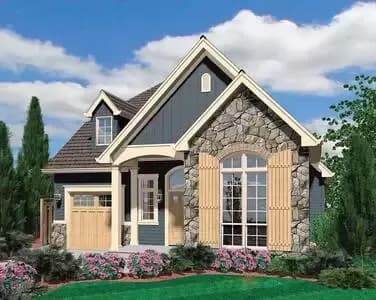 European Cottage Plan with High Ceilings