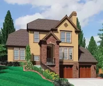 Hillside Plan with Garage Under