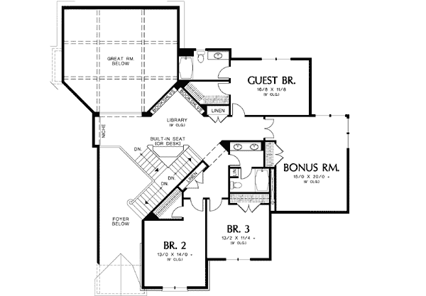 Plan 69140AM: Two-Story Great Room with Media Center - Floor Plan - 2nd Floor - European