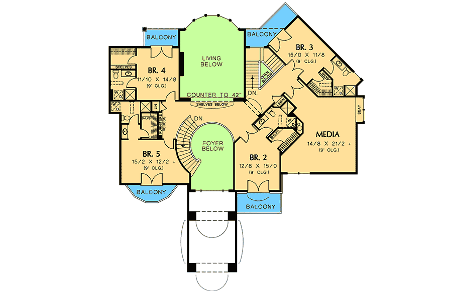 Plan 69141AM: Grand Interior, Plus Outdoor Living and Kitchen - Floor Plan - 2nd Floor - European