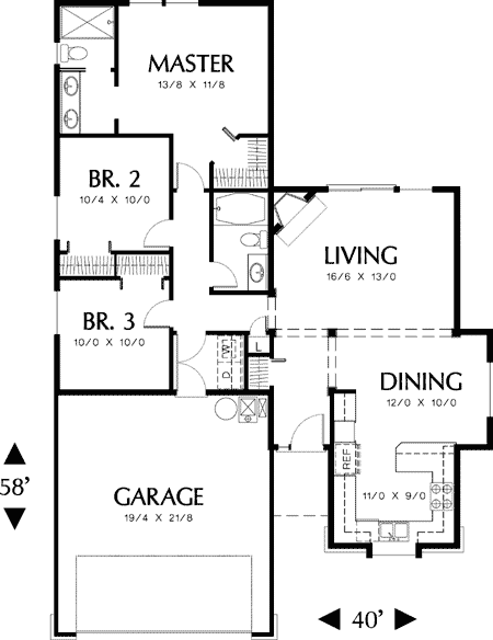 Plan 69148AM: Comfortable 3 Bedroom Plan - Floor Plan - Main Level - Southern