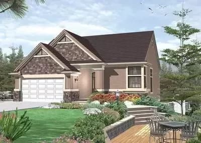 3 Bedroom Cottage House Plan for Narrow Rear Sloping Lot - 1740 Sq Ft