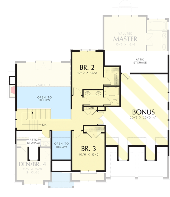 Plan 6916AM: French Country Detailing - 2196 Sq Ft - Floor Plan - 2nd Floor - Country, European, French Country, Traditional