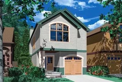 Narrow Craftsman Plan with Covered Porch