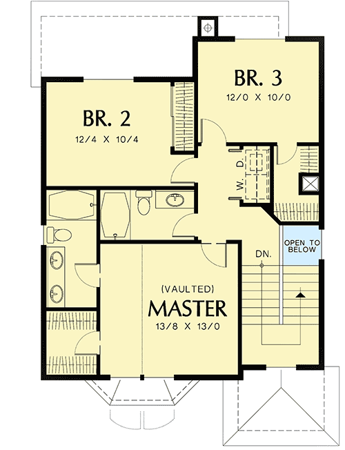 Plan 69188AM: Hillside Home Plan with Options - Floor Plan - 2nd Floor - Northwest, Traditional