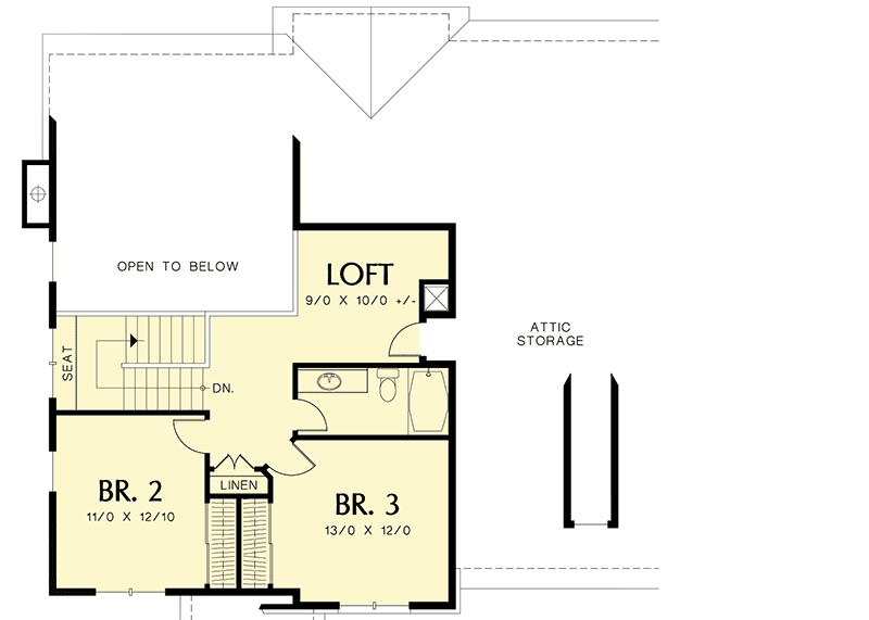 Plan 69208AM: 2-Story House Plan with Vaulted Master Suite and Bonus Room - Floor Plan - 2nd Floor - Traditional