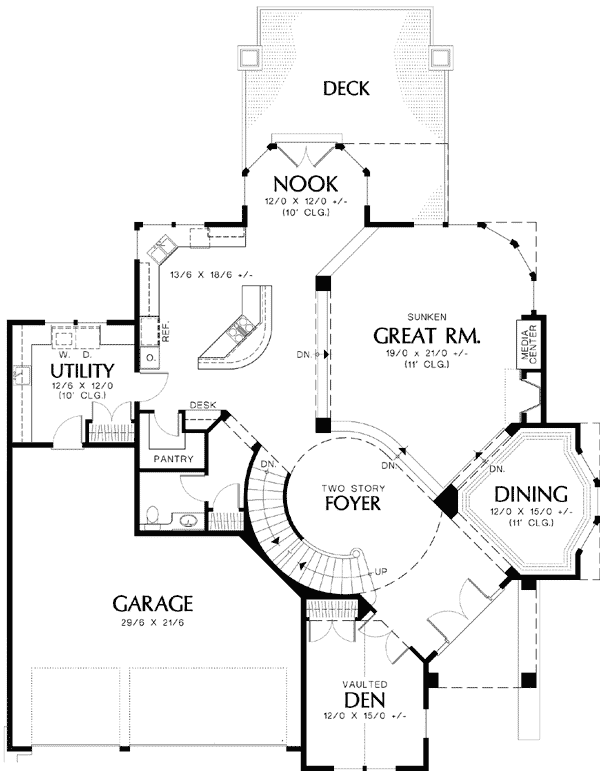Plan 69239AM: Luxurious Design with Circular Staircase - Floor Plan - Main Level - Mountain, Northwest