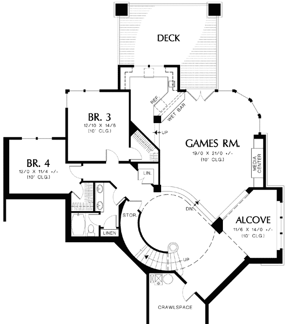 Plan 69239AM: Luxurious Design with Circular Staircase - Floor Plan - Lower Level - Mountain, Northwest