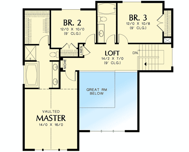 Plan 6924AM: 3 Bed House For an Up-Sloping Lot - 2262 Sq Ft - Floor Plan - 2nd Floor - Contemporary, Northwest