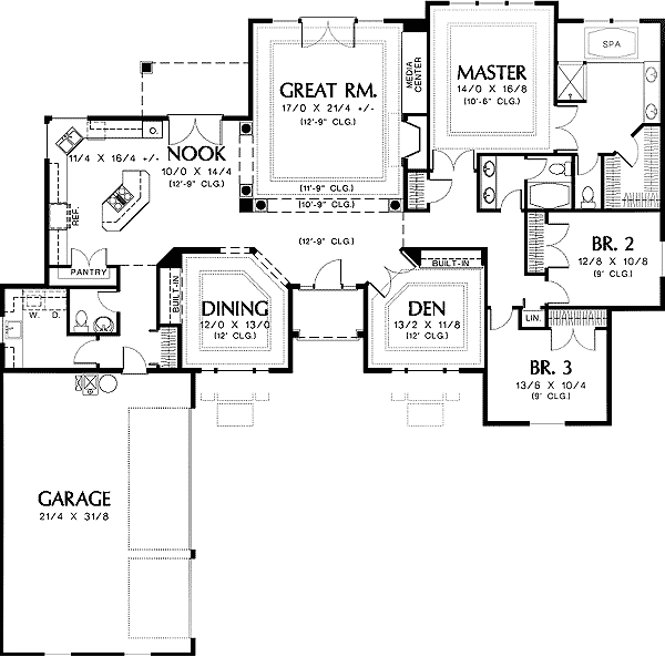 Plan 69265AM: Charming Single Story Plan - Floor Plan - Main Level - Colonial, Ranch, Traditional