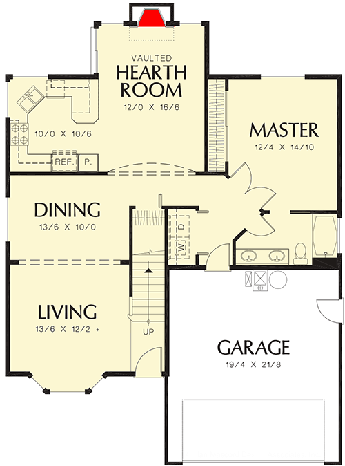 Plan 69275AM: Modern Farmhouse Plan with Hearth Room - 1693 Sq Ft - Floor Plan - Main Level - Country, Farmhouse, Traditional