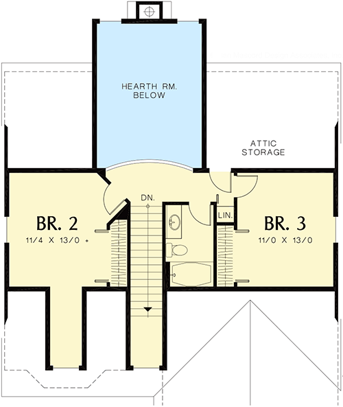 Plan 69275AM: Modern Farmhouse Plan with Hearth Room - 1693 Sq Ft - Floor Plan - 2nd Floor - Country, Farmhouse, Traditional