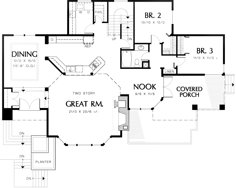 Plan 69305AM: Sloped Lot Plan with 4 Car Garage - Floor Plan - Main Level - Contemporary, Northwest