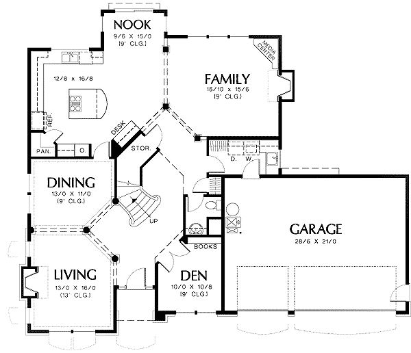 Plan 69307AM: Lovely 3-Bed Home Plan - Floor Plan - Main Level - European, Northwest