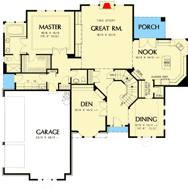 Plan 69312AM: Traditional Plan with Bonus Room - Floor Plan - Main Level - European, Northwest