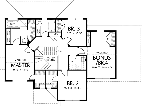 Plan 69314AM: Craftsman Plan with Mission Style Window - Floor Plan - 2nd Floor - Northwest