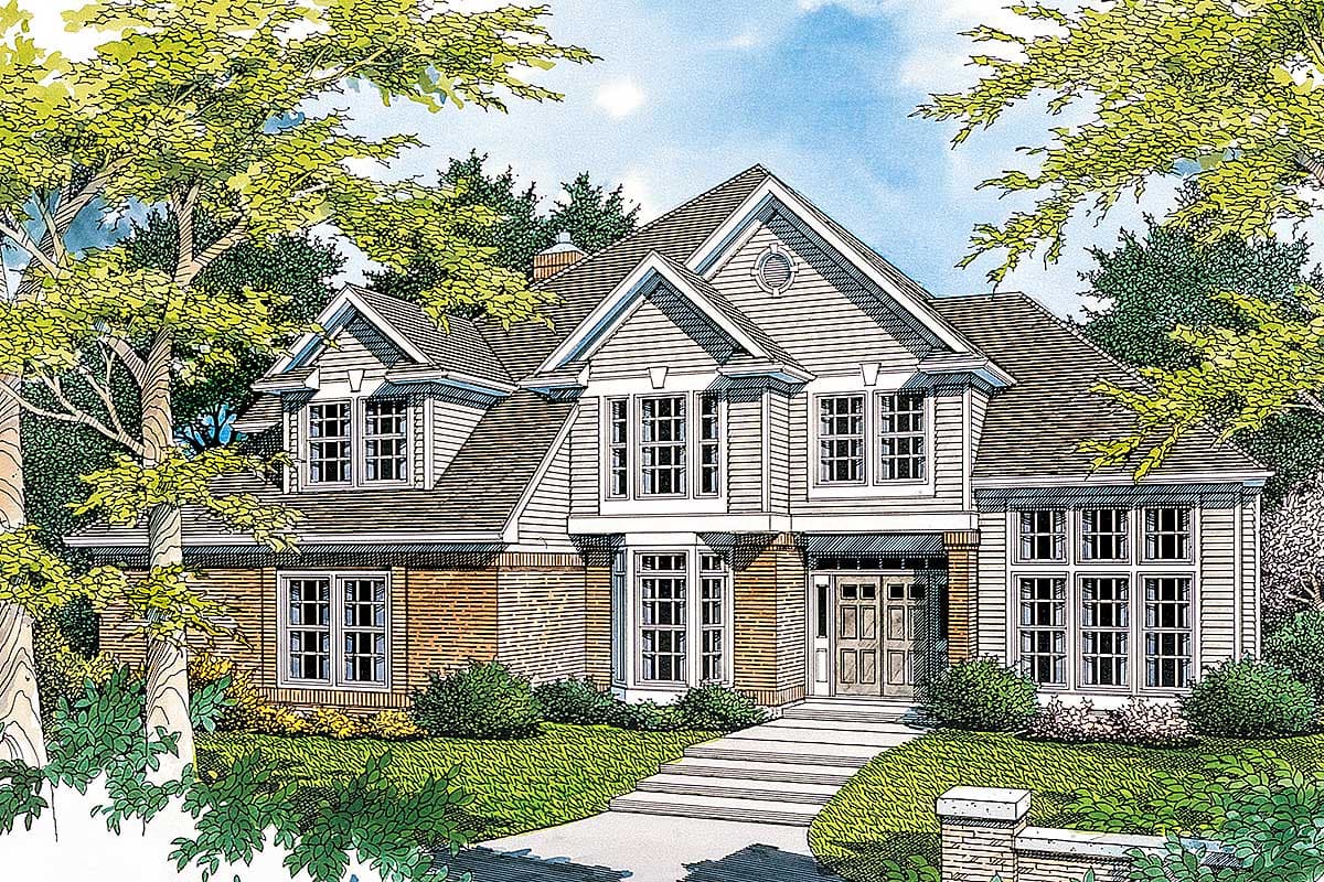 Plan 69347AM: House Plan with 2 Story Foyer and a Grand Staircase - 3327 Sq Ft - Image #4 - Southern, Traditional
