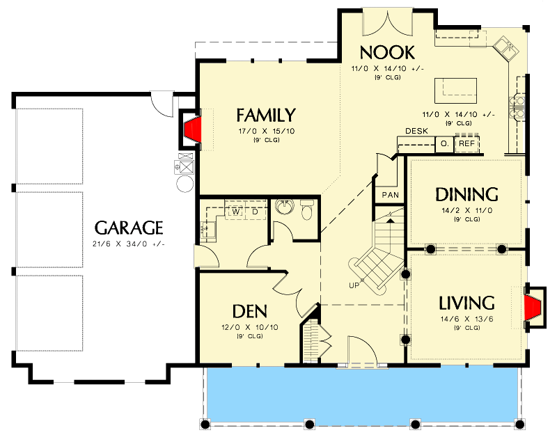 Plan 69352AM: Traditional Country House Plan with Two Walk-in Closet in the Master Suite - Floor Plan - Main Level - Country