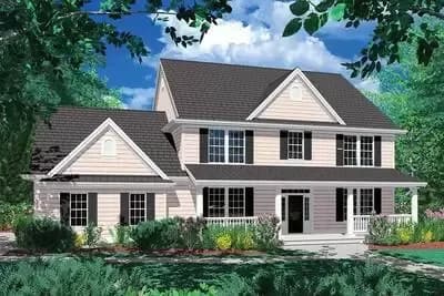 Traditional Country House Plan with Two Walk-in Closet in the Master Suite