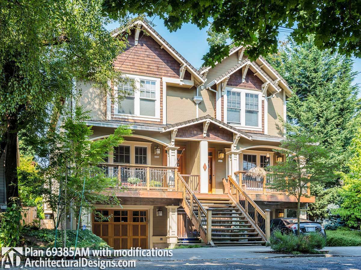Plan 69385AM: Craftsman Duplex House Plan with Upstairs Beds and Laundry - 1794 Sq FT - Image #4 - Craftsman, Northwest