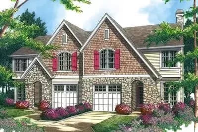 Mirror Image Recessed Entry Duplex with 3 Bedroom Units - 1953 Sq Ft Each