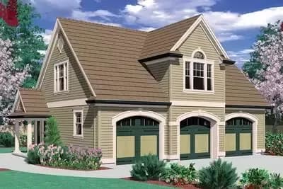 Two Bedroom Guest Suite over 3-Car Plan