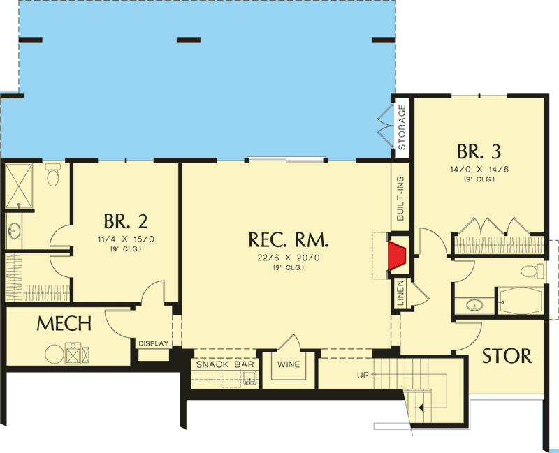 Plan 69404AM: 4-Bed Craftsman House Plan with Finished Lower Level Walkout - 3565 Sq Ft - Floor Plan - Lower Level - Craftsman, Northwest, Traditional