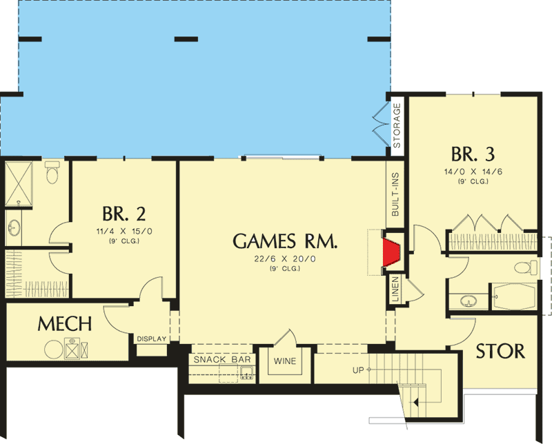 Plan 69405AM: French Country House Plan With Outdoor Living Room - Floor Plan - Lower Level - Colonial, European, French Country, Northwest, Traditional