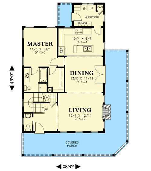 Plan 69415AM: Country Home Plan with an Enchanting Wraparound Porch - Floor Plan - Main Level - Cottage, Country