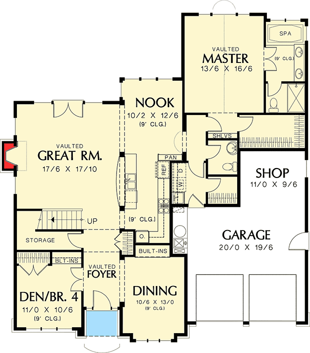 Plan 69432AM: Hints of Tudor in Two Versions - Floor Plan - Main Level - Cottage, European