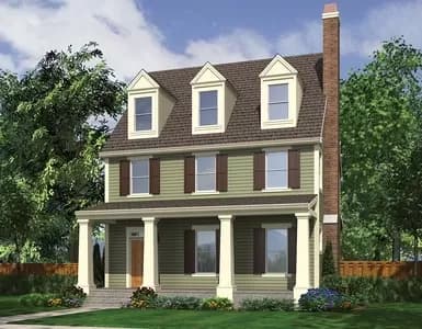 3-Story House Plan with Traditional Facade - 2696 Sq Ft