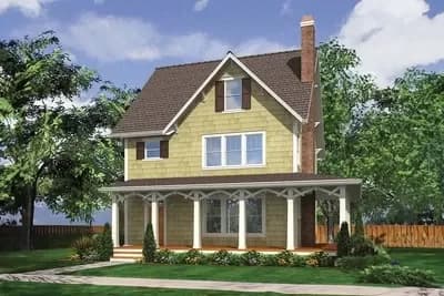 Narrow Lot Country Home Plan with Finished Third Floor - 2719 Sq Ft