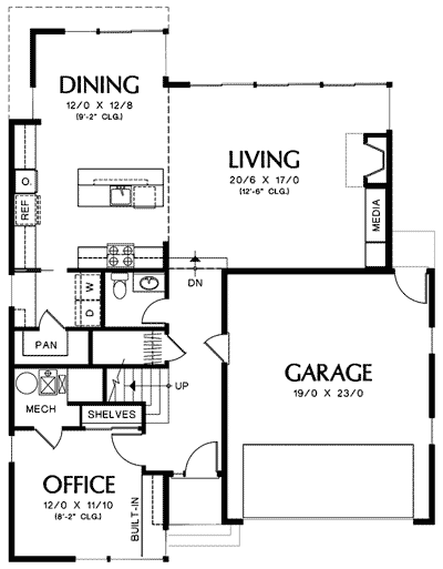 Plan 69450AM: Clean Lines in Two Versions - Floor Plan - Main Level - Contemporary, Northwest